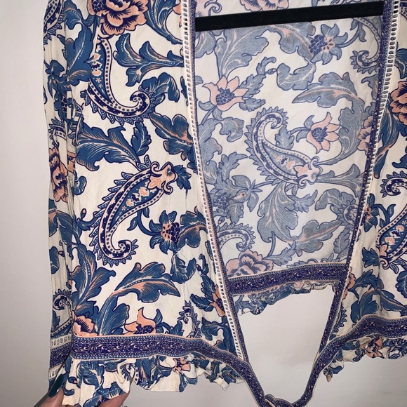Spell Etienne blue floral wrap top - Picture 6 of 7